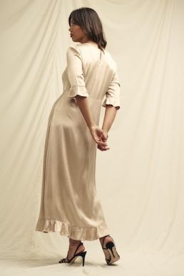 Nobody's Child Champagne Satin Fleur Bridesmaid Midaxi Dress