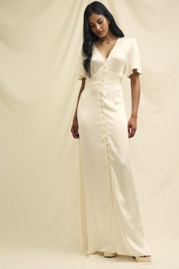 Nobody's Child Ivory Satin Erin Bridesmaid Maxi Dress