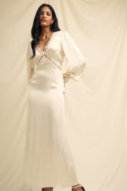 Nobody's Child Ivory Satin Lace Trim Nessy Bridesmaid Midaxi