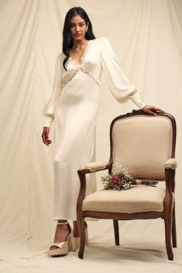 Nobody's Child Ivory Satin Lace Trim Nessy Bridesmaid Midaxi