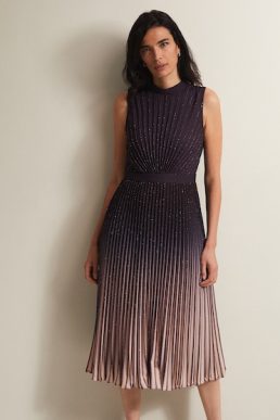 Phase Eight Estella Dark Purple Ombre Midaxi Dress Purple