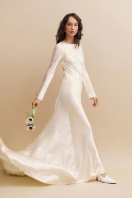 Reformation Adwen Silk Sleeve Wedding Dress Ivory