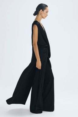 Reiss Judy Atelier Draped Plunge Neck Maxi Top Black