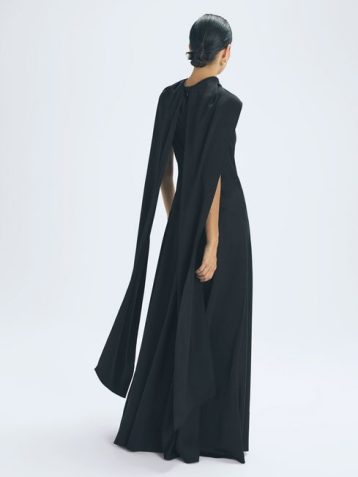Reiss Keira Atelier Duchess Satin Cape Maxi Dress Black
