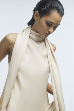 Reiss Keira Atelier Duchess Satin Cape Maxi Dress Champagne