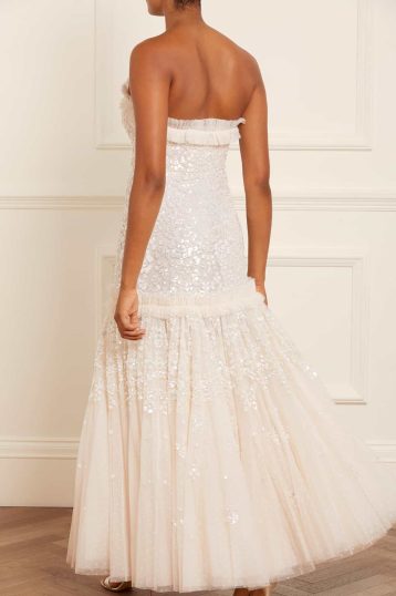 Needle & Thread Regal Rose Gloss Strapless Gown Champagne