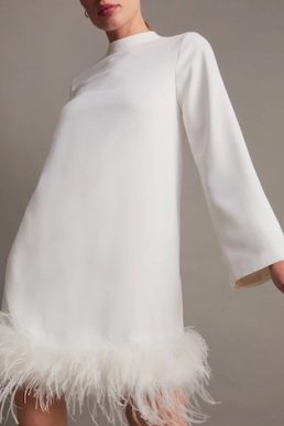 Andrea feather bridal dress ivory