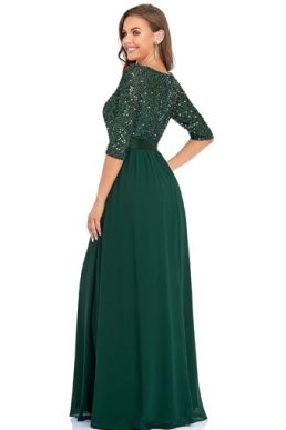 Ever-Pretty Elegant 3/4 Sleeves Sequin Empire Waist A Line