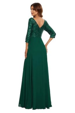 Ever-Pretty V Neck Long Sleeve Elegant A Line Floor Length
