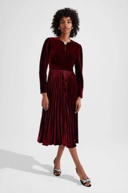 Hobbs Rosalie velvet dress red