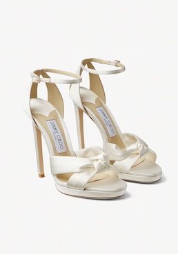 Jimmy Choo Rosie 120 Ivory Satin Platform Sandals