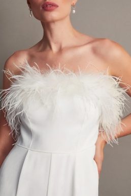 Monsoon Diane feather bridal jumpsuit ivory