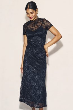Nobody's Child Black Lace Anya Midi Dress DEADSTOCK LACE