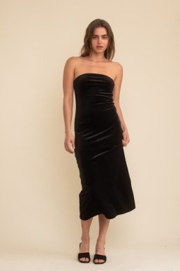Nobody's Child Black Velvet Bandeau Midaxi Dress RECYCLED