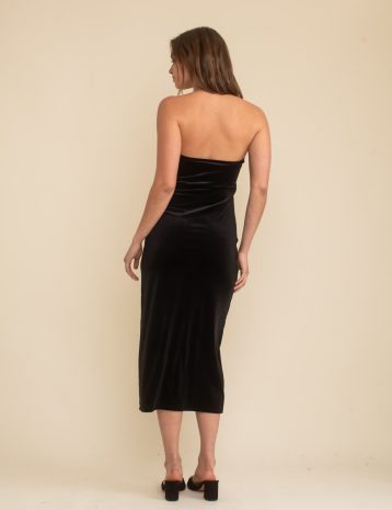 Nobody's Child Black Velvet Bandeau Midaxi Dress RECYCLED