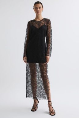 Reiss Priscilla Anna Quan Lace Maxi Dress Black