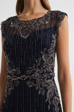 Reiss Raishma Embellished Maxi Dress Navy