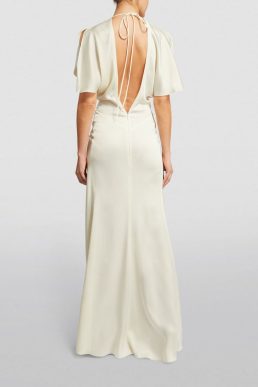 Victoria Beckham Gathered-Waist Maxi Dress Ivory