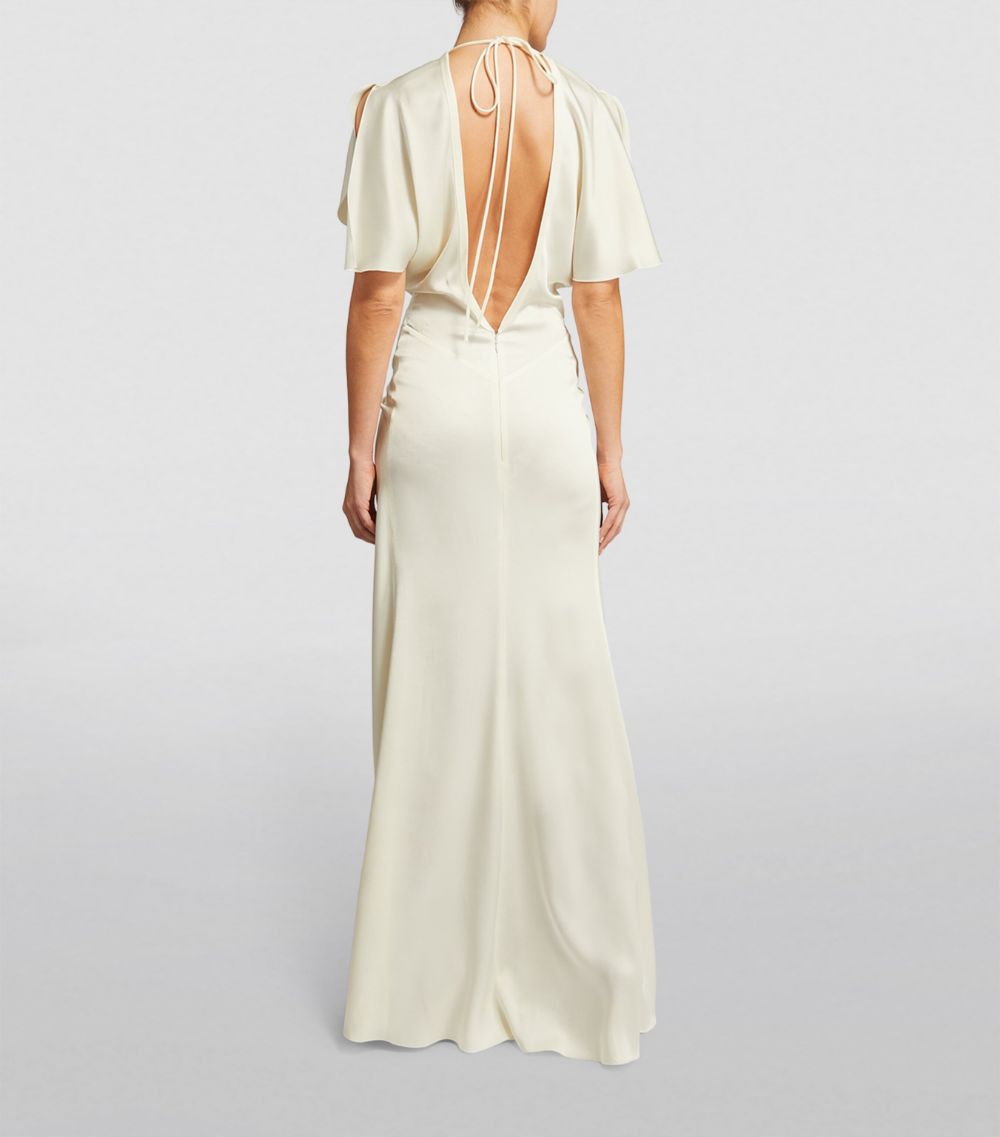 Victoria Beckham Gathered-Waist Maxi Dress, Ivory