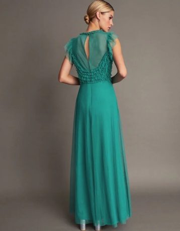 Monsoon Irina hand-embellished maxi bridesmaid dress green