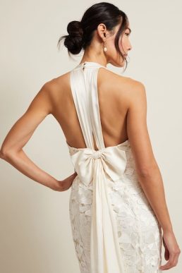 Phase Eight Olivia Bridal Lace Halter Maxi Wedding Dress Ivory