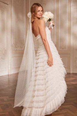 Needle & Thread Mia Strapless High-Low Gown Champagne