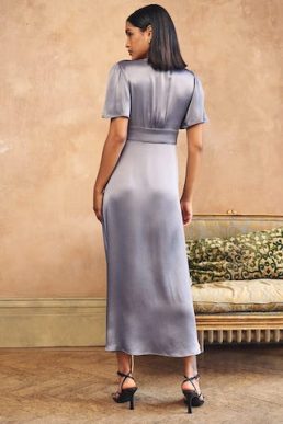 Nobody's Child Blue Satin Erin Bridesmaid Midaxi Dress