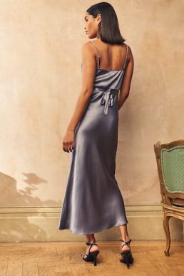 Nobody's Child Blue Satin Trixie Bridesmaid Midaxi Dress