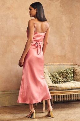 Blush Pink Satin Trixie Bridesmaid Midaxi Dress