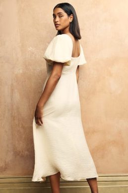 Nobody's Child Cream Cream Puff Sleeve Zora Midaxi Dress