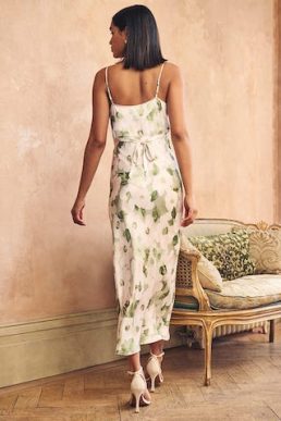 Nobody's Child Green Floral Satin Trixie Bridesmaid Midaxi Dress