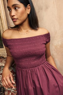 Nobody's Child Plum Bardot Amanda Midaxi Dress Organic Cotton