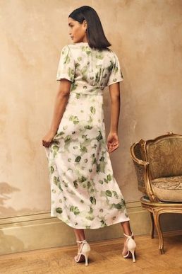 Nobody's Child Green Floral Satin Erin Bridesmaid Midaxi Dress