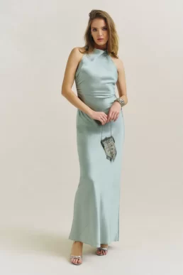 Reformation Anaiis Silk Dress Aquamarine