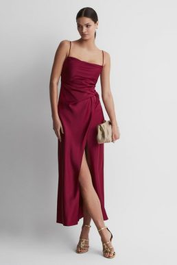 Reiss Esme Significant Other Cowl Neck Satin Maxi Dress Red