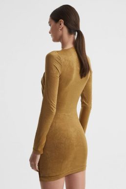 Reiss Maevi Significant Other Ruched Mini Dress, Gold