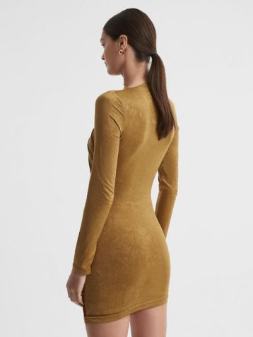 Reiss Maevi Significant Other Ruched Mini Dress, Gold