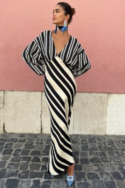 Never Fully Dressed Crochet Mix Emma Dress, Black/White