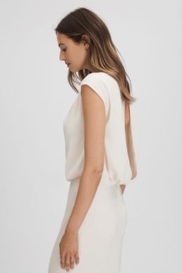 Reiss Rupa Draped Maxi Dress Ivory