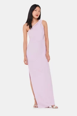 Whistles Bethan One Shoulder Maxi Bridesmaid Dress Lilac