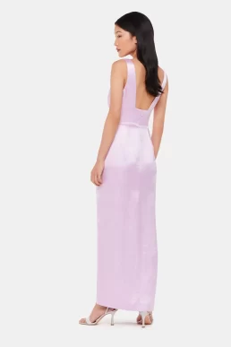 Whistles Charlotte Satin Maxi Bridesmaid Dress Lilac