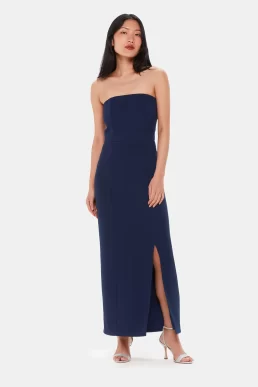 Whistles Gemma Strapless Maxi Dress Navy Blue
