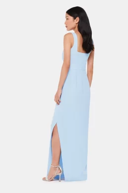 Whistles Mila Square Neck Maxi Dress Pale Blue