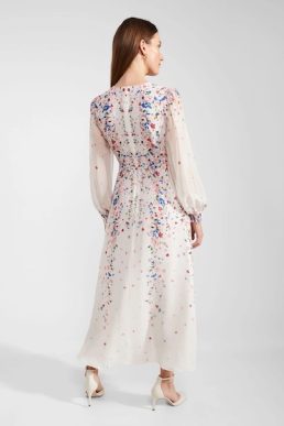 Hobbs Asher Silk Midi Dress Ivory Multi