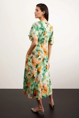 Hobbs Rosemoor Silk Midi Dress Green Multi