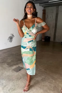 Never Fully Dressed Sage Lyra Jaspre Wrap Skirt Blue Multi