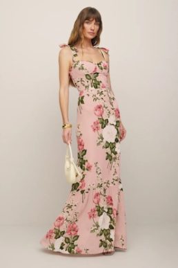 Reformation Jasen Maxi Dress Pink Blush Multi Rose Garden