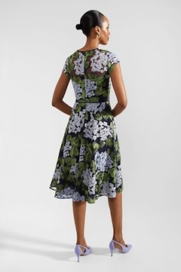 Hobbs Tia Embroidered Dress Navy Green Multi