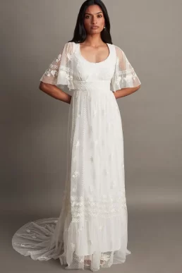 Monsoon Julita embroidered lace bridal wedding dress ivory