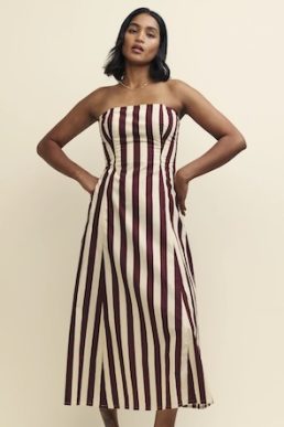 Nobody's Child Brown Stripe Bandeau Theodora Midaxi Dress brown ivory